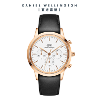 【Daniel Wellington】DW 手錶 Iconic Chronograph 42ｍｍ冰川白三眼皮革錶白錶盤(DW00100646)