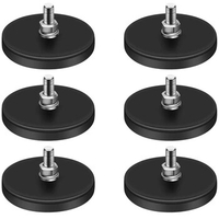 Rubber Coated Magnets,22LBS Neodymium Magnet Base With M6 Threaded Magnet With Bolts And Nuts,Strong Magnets Hold Durable 6PCS