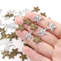 50Pcs Pentagram Star Charms for Jewelry Making Just for You Pendant DIY Necklace Handmade Accessories 11mm*14mm