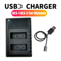 Hot BLS-1 BLS-5 USB Dual Battery Charger For Olympus Camera PS-BLS1 BLS-50 PS-BLS5 OM-D E-M10 Pen E-PL2 E-PL5 E-PL6 E-PL7