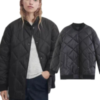 Withered Autumn And Winter Black Loose Coat Women Bomber Jacket Tops New Women's Quilted Flight Jacket