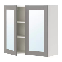 ENHET 雙門鏡櫃, 白色/灰色 框架, 80x32x75 公分