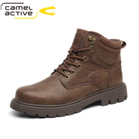 Camel Active New Natural Wool Men Winter Shoes Warmest Genuine Leather Handmade Men Winter Snow Boots