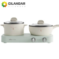 Electric cooking pot double stove electric frying pot multifunctional electric hot pot split type frying and stewing pot steamer