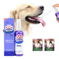60ml Pet Breath Freshener Spray Dog Teeth Cleaner Breath Fresh Mouthwash Non-toxic Healthy Dental Care Oral Deodorization