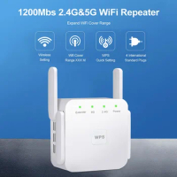 Wireless WiFi Repeater 2.4G 5Ghz Wi-Fi Amplifier Wi Fi Booster 1200 M Signal WiFi Long Range Extender Access Point