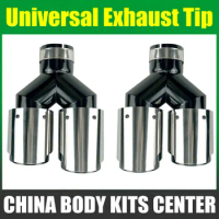 Car Universal Muffler Tip Y Shape Double Exit Exhaust for Akrapovic BMW BENZ AUDI Stainless Steel Tail Pipe