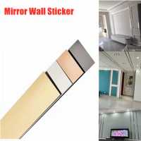 2.44M Stainless Steel Decorative Line Strip Edge Mirror Stickers for Room Wall Decor Background Ceiling Edge Strip Tile Sticker
