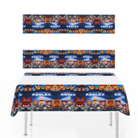 Hot Game Roblox Theme Party Supplies Tablecloth 108*180cm  Disposable Roblox Tableware Baby boy favor Birthday Party Decorations