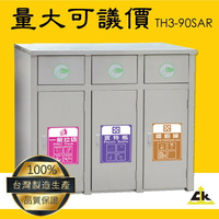 TH3-90SAR不銹鋼三分類資源回收桶 室內/室外/戶外/資源回收桶/環保清潔箱/環保回收箱/分類回收桶