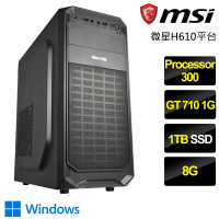【微星平台】Processor雙核GT710 Win11P{微風徐來}文書電腦(Processor-300/H610/8G/1TB)