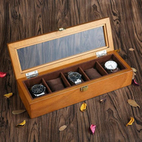 雅式歐式復古木質天窗手錶盒子五格裝手錶展示盒收藏收納盒首飾盒