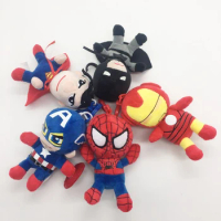 5pcs/lot 10cm Disney Movie The Avengers Super Hero Spiderman Iron Man Batman Captain America Keychain Plush Toys Doll