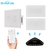 Broadlink TC2S US Standard 1/2/3 Gang 110V 220V Light Switch Modern Design White Touch Panel Wifi Smart Control Via RM Pro
