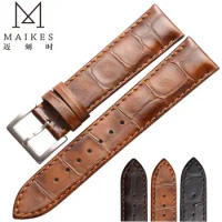 MAIKES New Arrival Genuine Leather watch men strap 18mm 19mm 20mm 22mm For High Quality Watch Band women