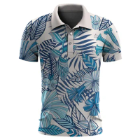 Hawaiian Plants Polo Shirt For Men Summer 3D Print Leaves Flower Short Sleeve Golf Polo Shirts Oversized Street Tops T Shirt