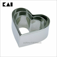 asdfkitty*日本製 貝印 不鏽鋼模型心型套組3入 DL-6192 可壓餅乾-鳳梨酥.綠豆糕.飯糰