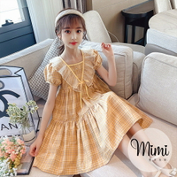 【 Mimistyle】連身洋裝女童氣質格子時尚公主 (台灣現貨)