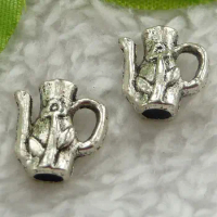 200 pieces antique silver teapot charms 12x12mm #2362