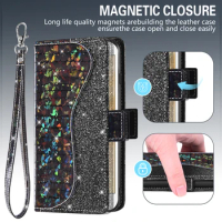 Sequin Glitter Flip Cover Leather Wallet Phone Case For OPPO Reno 6 7 5G Find X5 Lite A1K Realme C2 2Z 2F X3 Pro Reno2 A7 2018