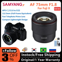 Samyang AF 75mm F1.8 Fuji Lens Compact Auto Focus Lens For Fujifilm X Mount Camera Like T3 X T4 XT10 X T20 X T30 X-A10 X-pro