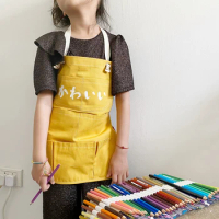 Children's apron custom printing calligraphy cotton Japanese smock anti-fouling kindergarten class uniform adjustable strap apro