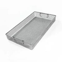 Stainless Steel Silver Sterilization Basket, Tray Case Box, Woven Wire Mesh Basket