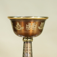 八吉祥雕花純銅護法杯藏式佛教密宗用品護法杯供佛杯擺件