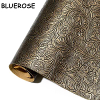 Retro Flower Embossed Self-Adhesive Leather,Faux Leather Sticker for Sofa Car Seat Table Chair Bag Shoe Bed,Leather Craft Fabric