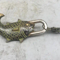 collection copper handcraft carved a fish Lock lockset statue