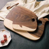 創意黑胡桃木鯨魚砧板實木菜板輔食板壽司披薩下午茶擺盤托盤木盤