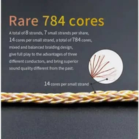 KZ 784 CORE HIFI OXYGEN FREE COPPER SILVER PLATED UPGRADE CABLE Pin C / QDC Gold