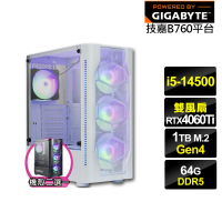 【技嘉平台】i5十四核GeForce RTX 4060TI{鎮魂伯爵}電競電腦(i5-14500/B760/64G/1TB)