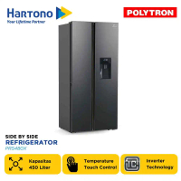 POLYTRON KULKAS SIDE BY SIDE NEW BELLEZA INVERTER REFRIGERATOR PRS480X