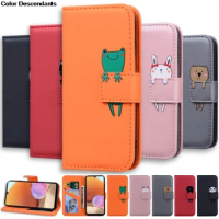 Wallet Card Holder Case For Samsung Galaxy S10 S20 S21 FE S30 Ultra S8 S9 Plus S7 A02 A02S A51 A52 4G 5G Cute Animal Cover coque