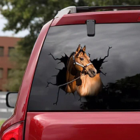 Classic Simulation Waterproof Decal 3D Funny Animal Horse Mirror Wall Sticker Ornament for Truck Window Bathroom Decor