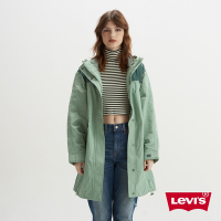 Levis 女款 長版連帽網眼風衣外套 / 抽繩收縮下擺