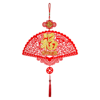 【寶堂居】2入組吉祥扇形福 新年吊飾#203(流蘇開運掛件/窗花吊飾毛氈掛飾/開運招財/入厝室內裝飾)
