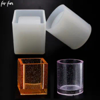 For Fun Pen Holder Silicone Mold for Epoxy Resin Square Round Cylinder Flower Pot Clay DIY Storage Box Decoration Crafts