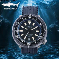 Heimdallr Men's Titanium Tuna Can SBBN Diver Watch Grey Texture Dial Sapphire NH35 Automatic Movement 200m Waterproof Retro Lume