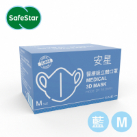 【安星】 醫療級3D立體口罩淺藍-50入盒裝(MIT台灣設計生產製造)-M 尺寸