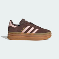 【adidas 愛迪達】Gazelle Bold W 女 休閒鞋 經典 復古 三葉草 厚底 增高 咖啡 粉紅(JI0326)