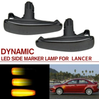 Smoked Lens Amber Full LED Dynamic Front Side Marker Lights for Mitsubishi Lancer Evo X Mirage Outlander Sport 2011-2020