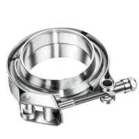 Car 304 Stainless Steel V Band Clamp 1.5" 1.75" 2" 2.25" Turbo Exhaust Pipe Vband Clamp with Male Female Flange V Clamp Kits