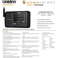 Uniden HomePatrol-2 color touchscreen scanner with trunktracker v/s/a/m/e, APCO P25, emergency alerts-covers USA and Canada