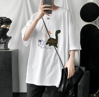FINDSENSE X  韓國 男裝 加大寬鬆短袖上衣薄款個性 短袖夏季男大尺碼寬鬆透氣T恤