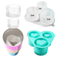 Dulang Kiub Ais, untuk Cawan Tumbler Cawan Stanley, Acuan Ais Silikon Berbentuk Silinder, dengan Tud