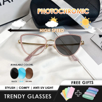 【Free Box & Lap】Kacamata Photocromic Anti Radiasi/ kacamata Minus Wanita Pria Cowok/ Elastik dan ant