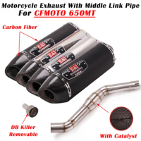 For CFMOTO 650MT CF MOTO 650 MT Motorcycle Exhaust Escape Modified Yoshimura R77 Carbon Muffler With Middle Link Pipe DB Killer