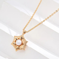Hexagon Pearl Pendant Necklace - 24k Gold Vermeil